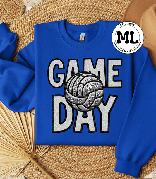 Game day volleyball faux embroidery