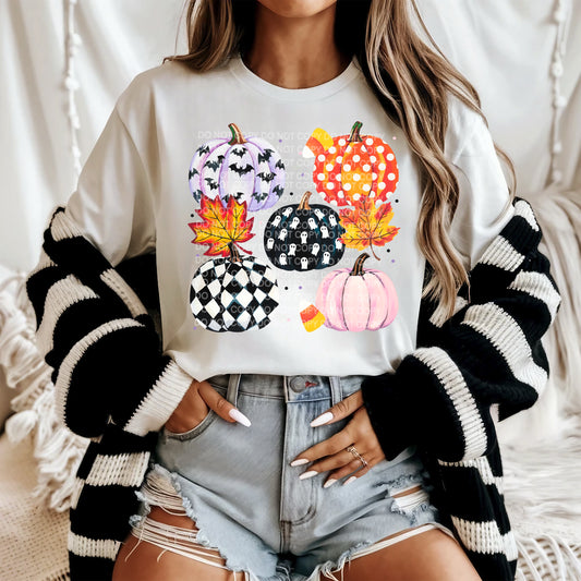 Checkered and polkadot pumpkins