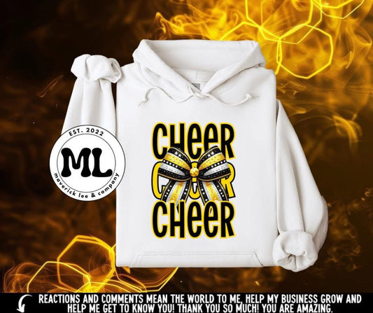 Cheer rhinestone bow yellow/black