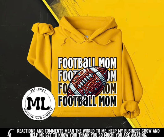 Football mom rhinestone, white/black