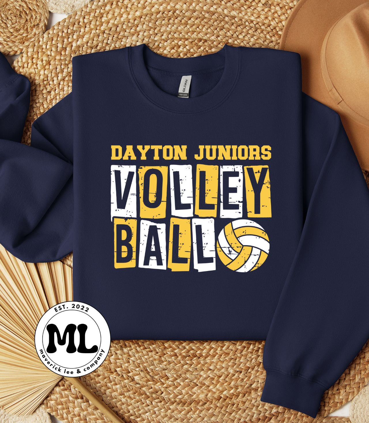 Dayton juniors volleyball - distressed block letters