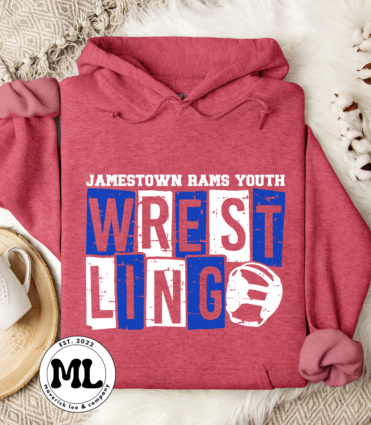 Jamestown youth wrestling – distressed block letters