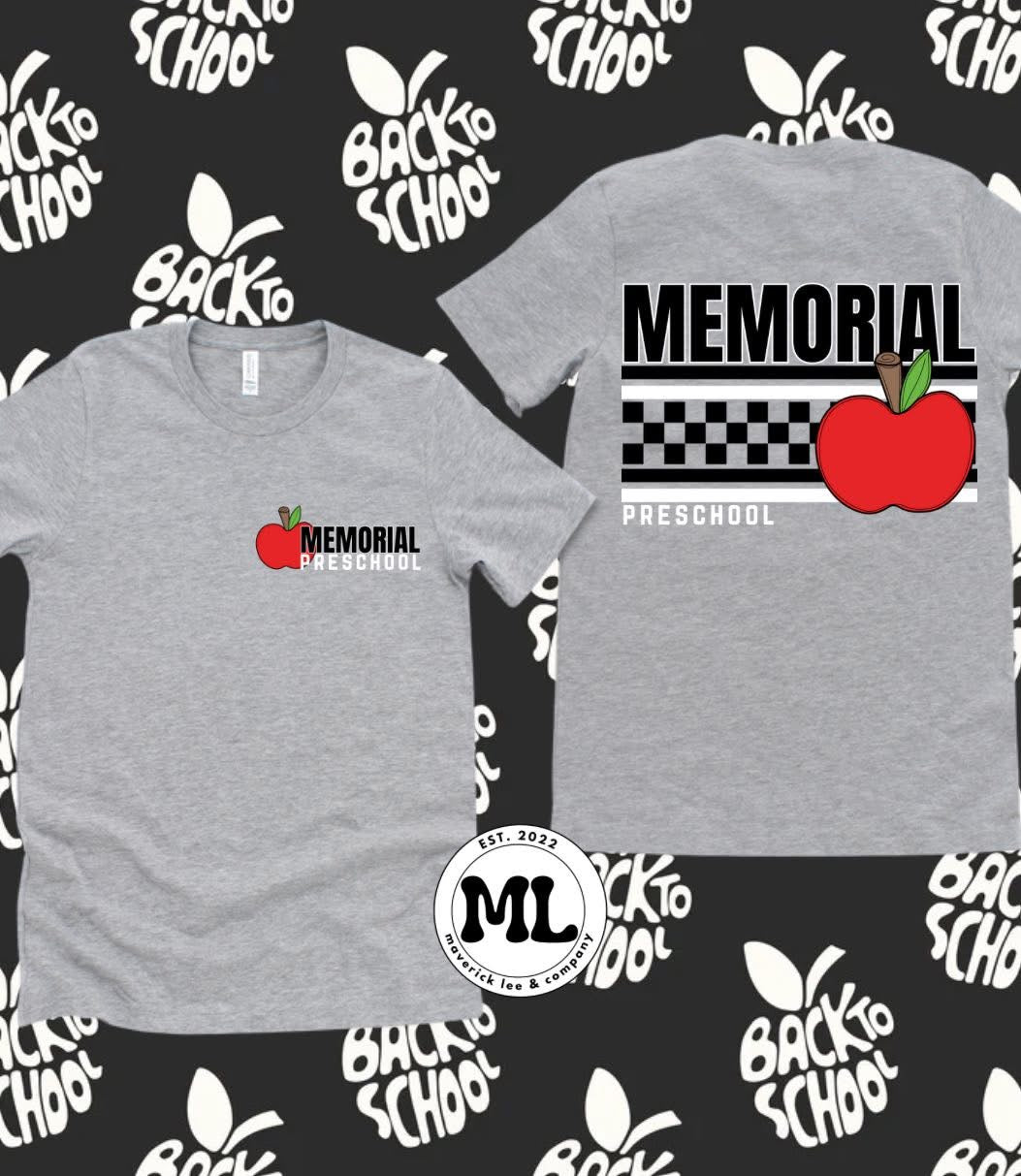 Memorial preschool front + checker back