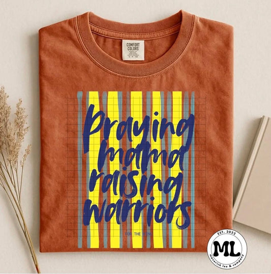 Praying mama raising warriors - yellow/blue