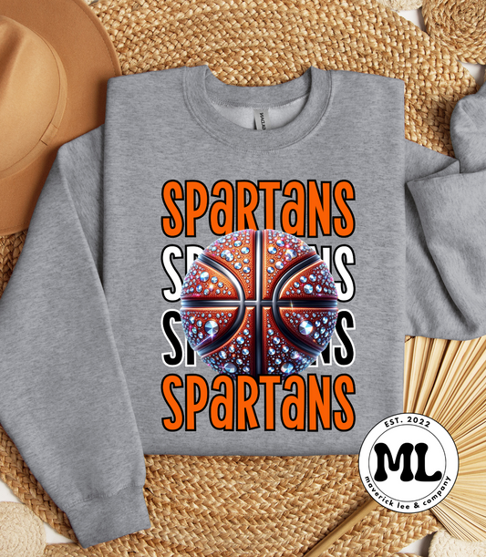 Spartans rhinestone basketball