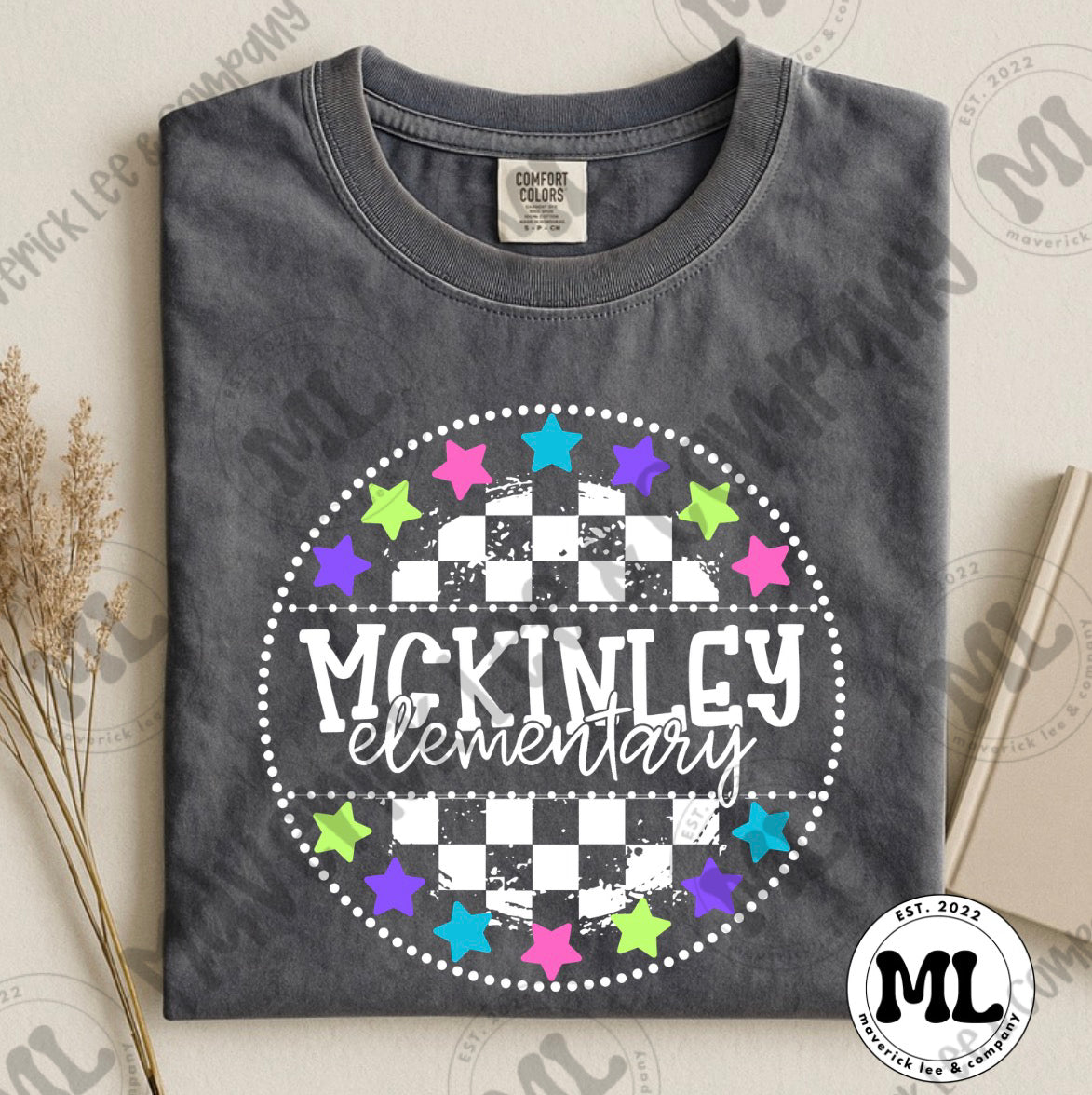 McKinley Elementary checkered with stars - multicolored