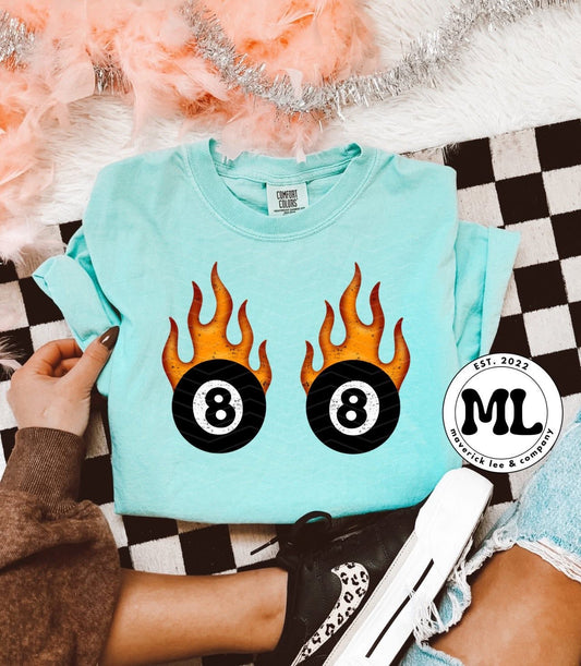8 ball pastie flames