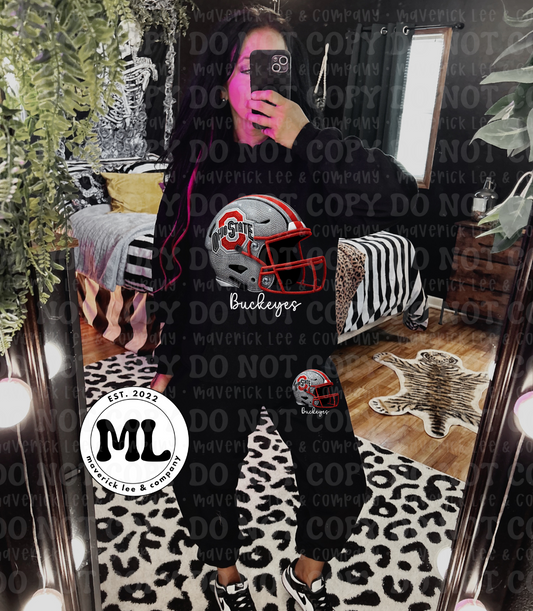Black Ohio football rhinestone helmet jogger set
