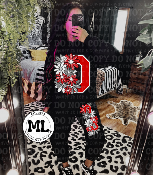 Black Ohio floral jogger set