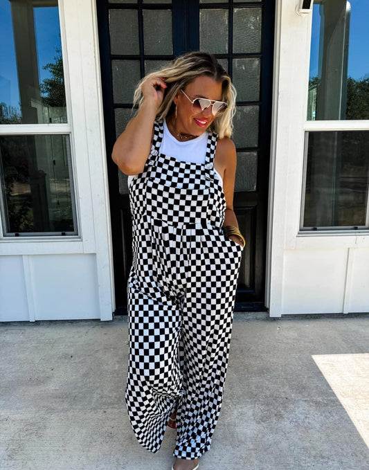 Checkered overalls