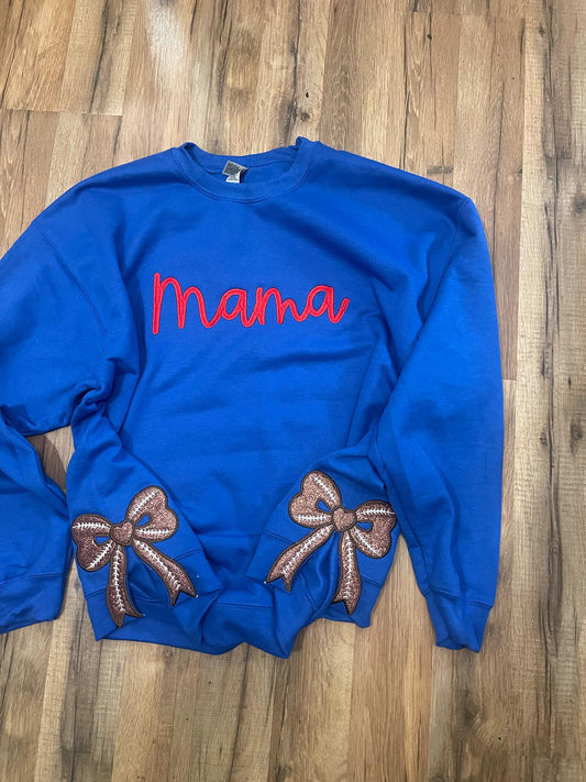 Football side bow embroidered sweatshirt