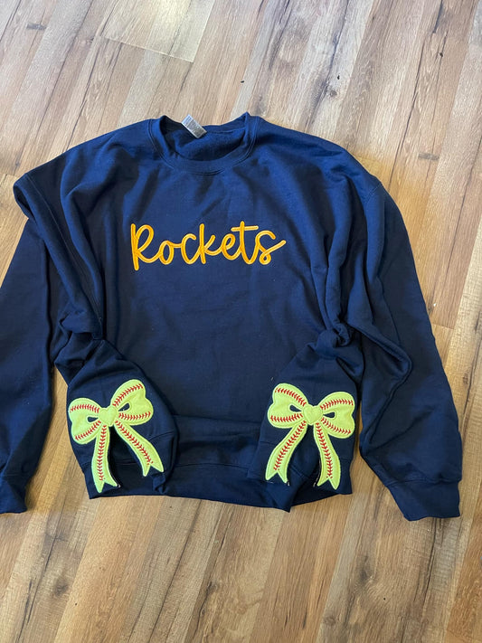 Softball side bow embroidered sweatshirt