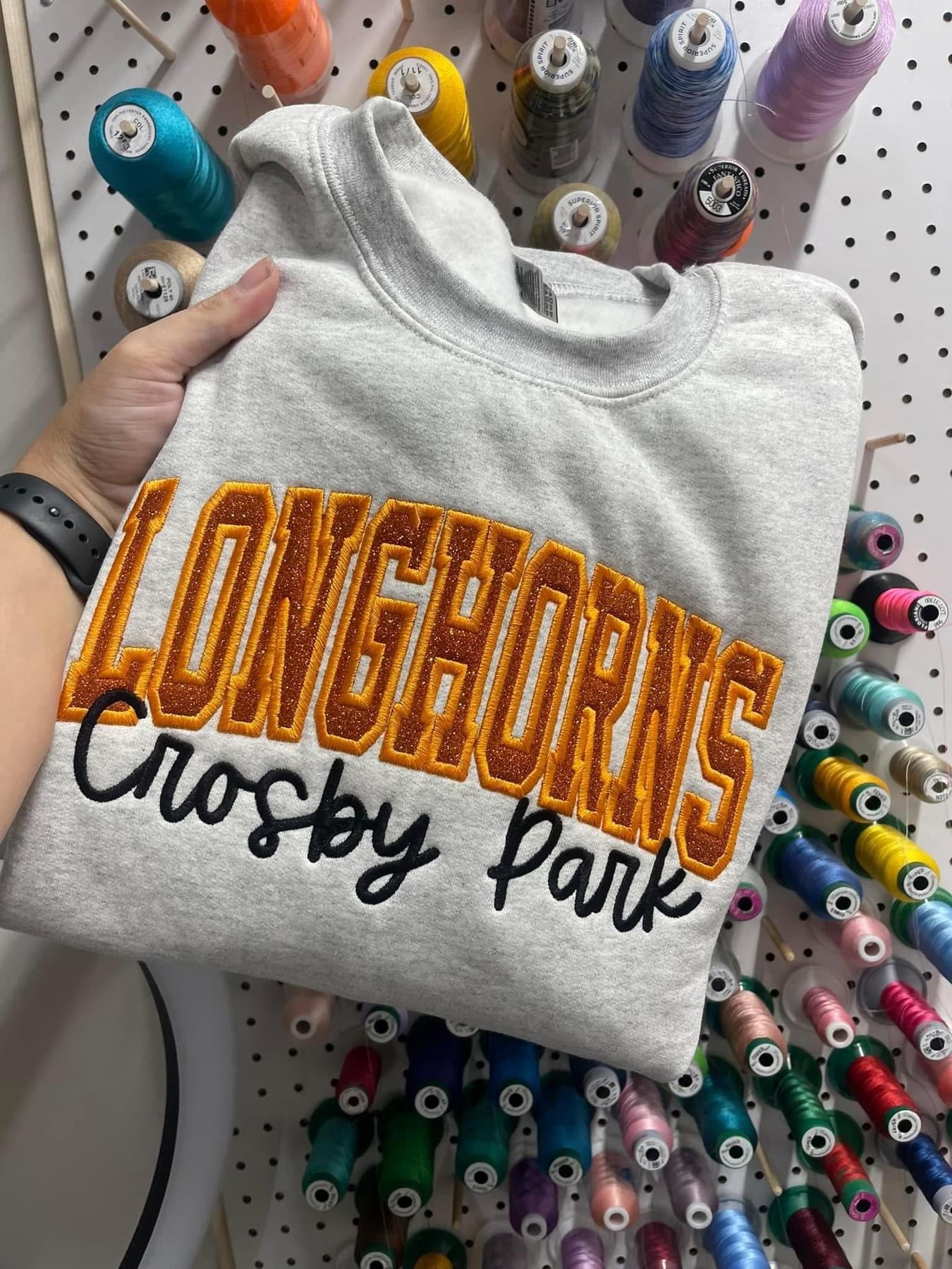 Glitter Varsity font embroidered sweatshirt