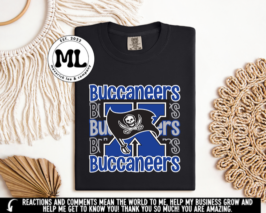 Scrolling Xenia Buccaneers blue design