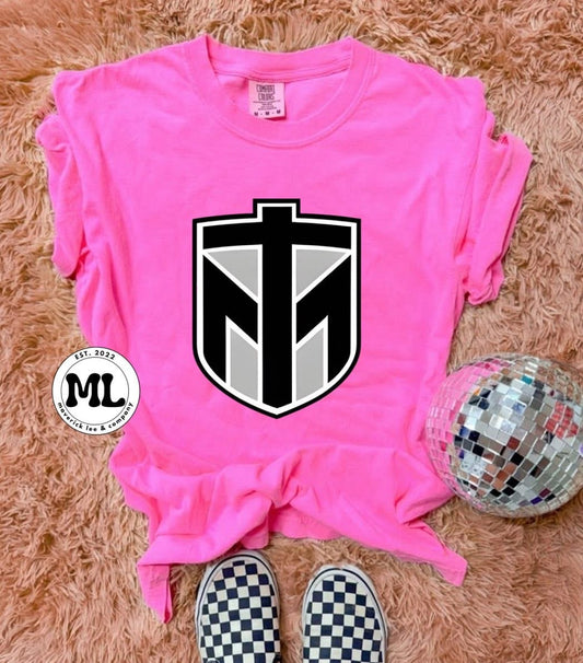 TMU black and grey shield logo