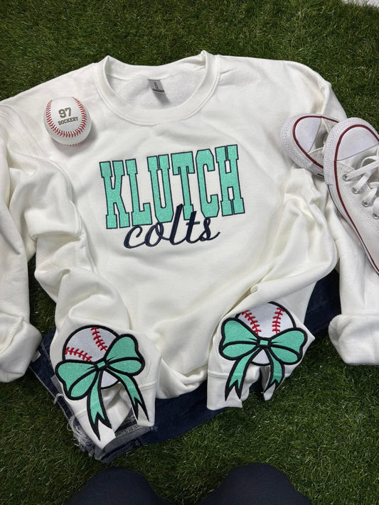 Embroidered sports glitter bows