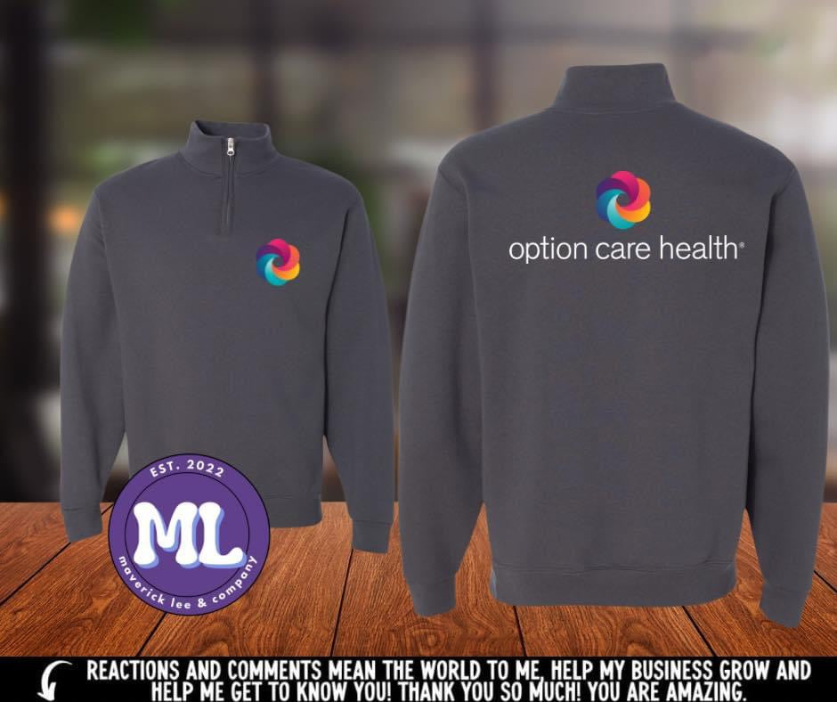 Option care Health front pocket logo & full sized back logo - white font