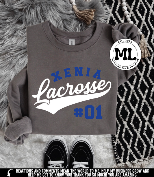 Xenia lacrosse retro + number