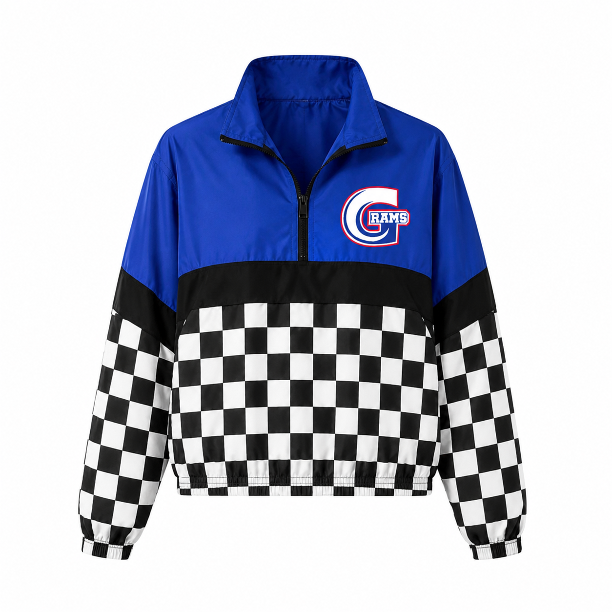 Quarter zip - Greeneview - Blue top / black stripe / black and white checkered bottom