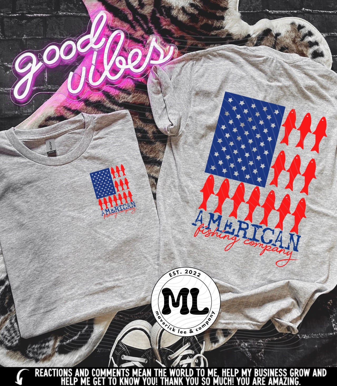American fishing company front and back