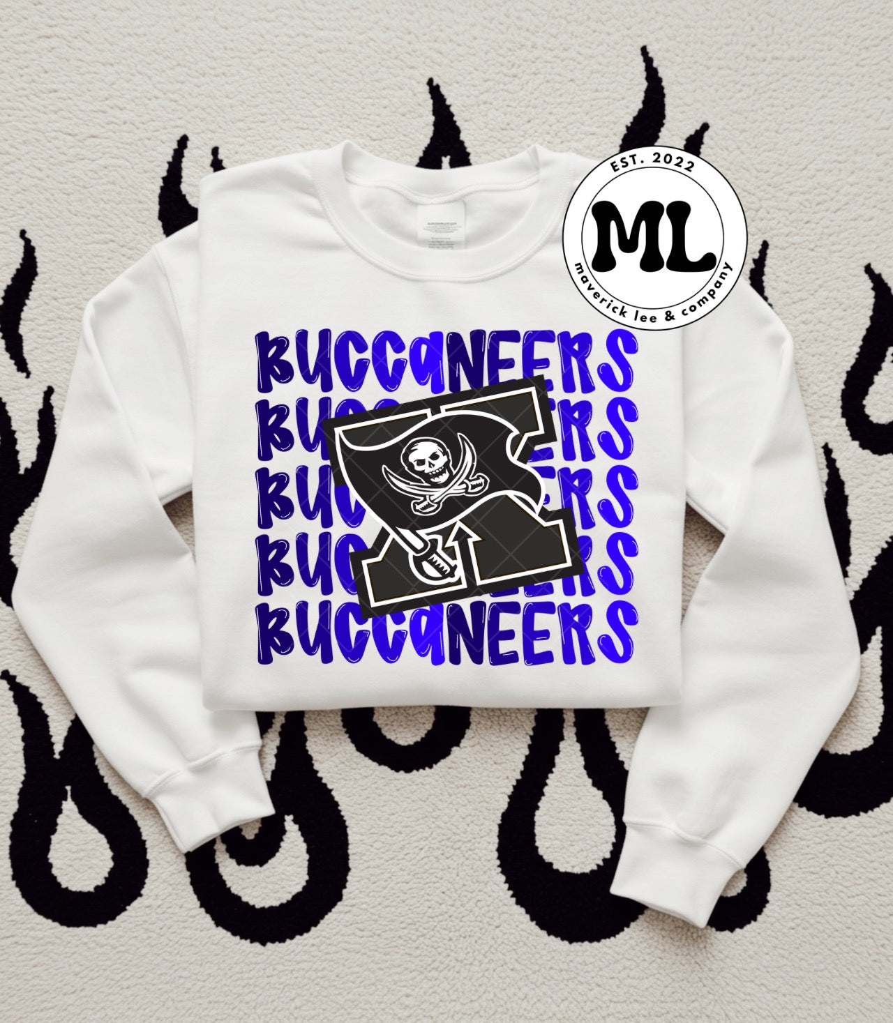 Scrolling Buccaneers charcoal logo