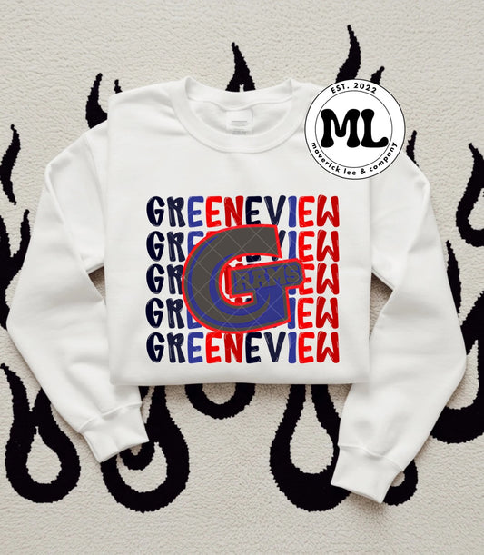 Scrolling Greeneview charcoal logo