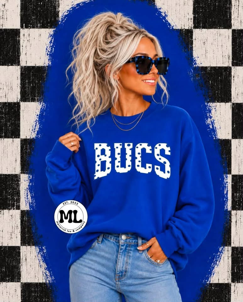 Bucs - white with blue polkadots