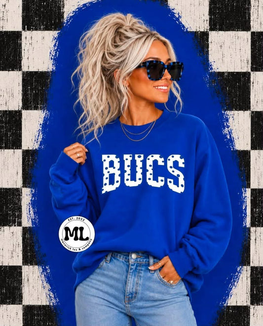 Bucs - white with blue polkadots