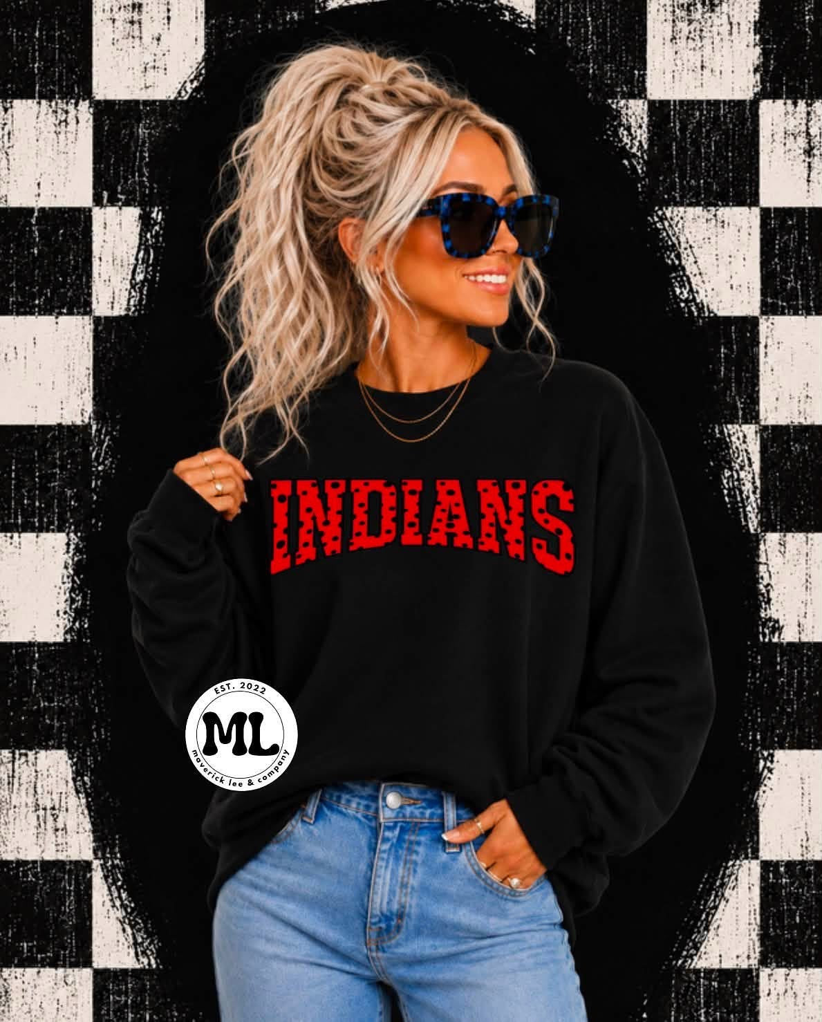 Indians- red with black polkadots
