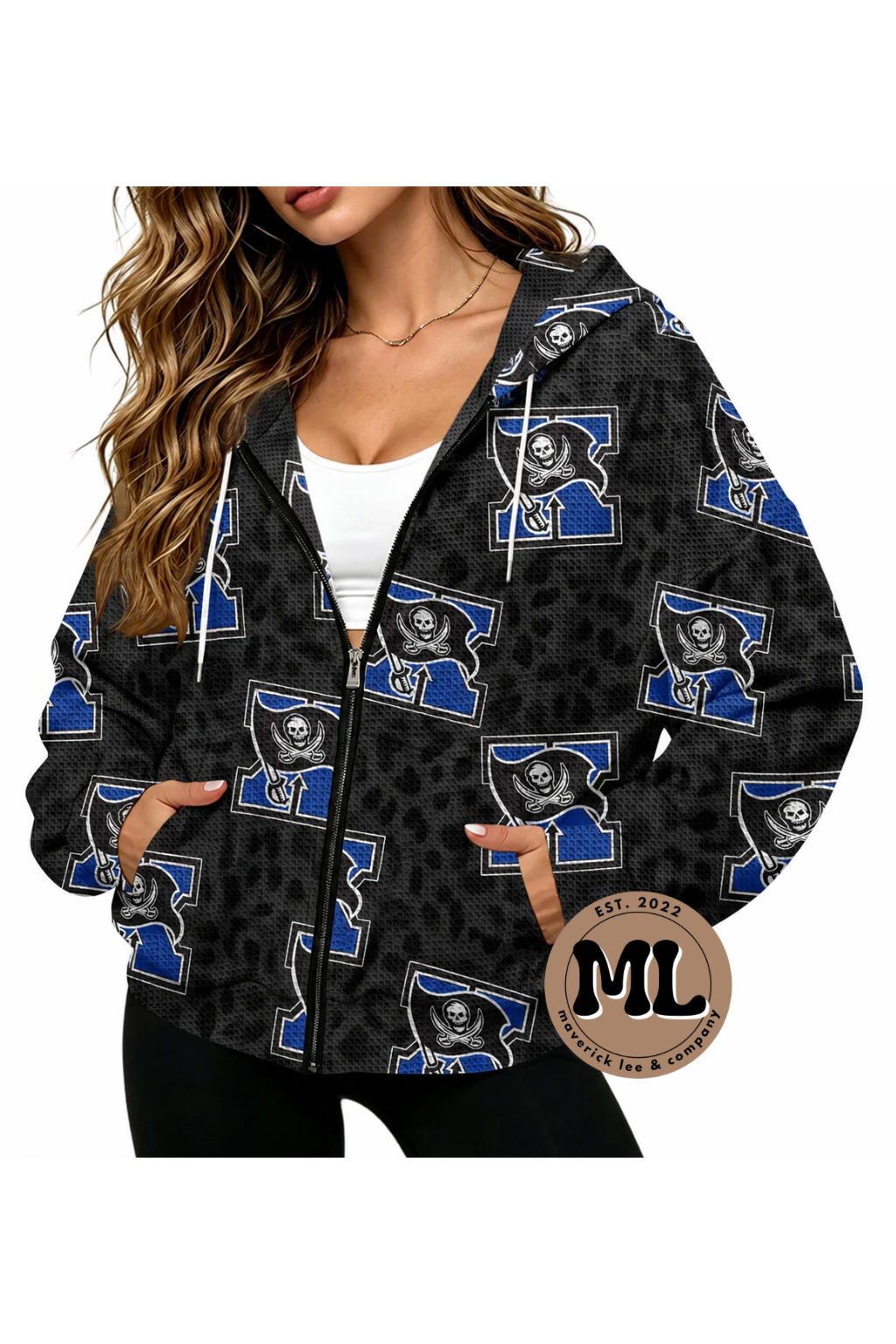 Custom Waffle Full-Zip Hoodies