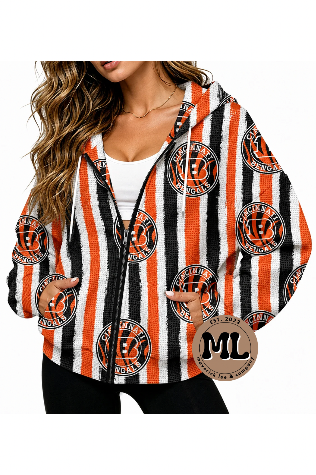 Custom Waffle Full-Zip Hoodies