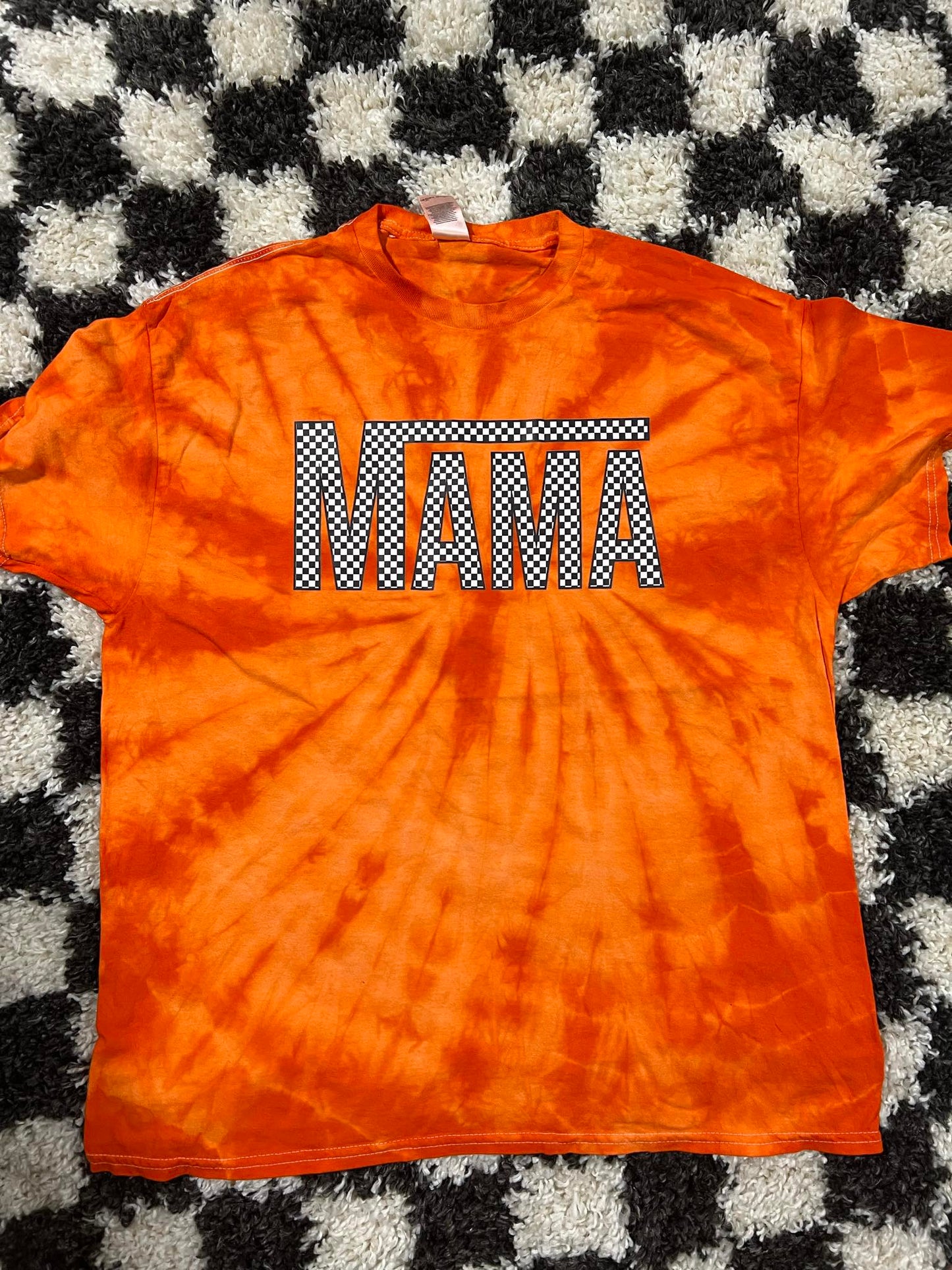 XL Mama checkered tie dye tee - in stock