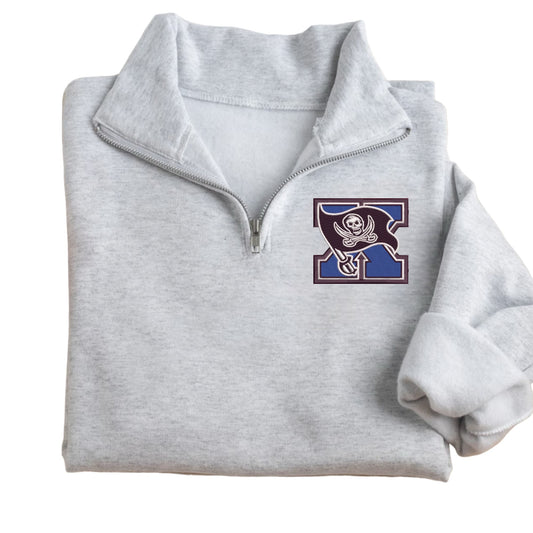 Xenia embroidered logo quarter zip sweatshirt