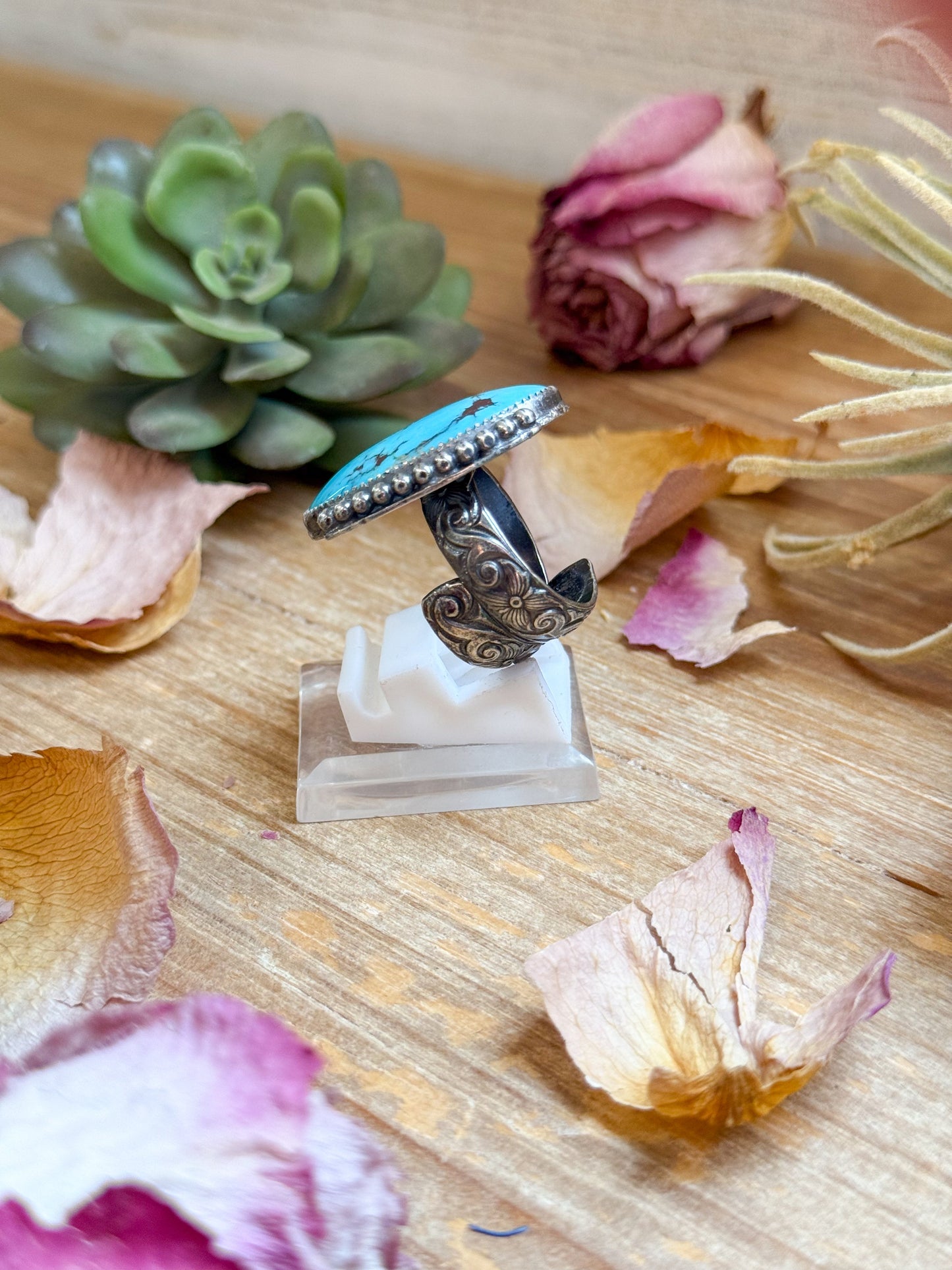 MJ Ring – Sterling Silver Adjustable Oval Turquoise Ring