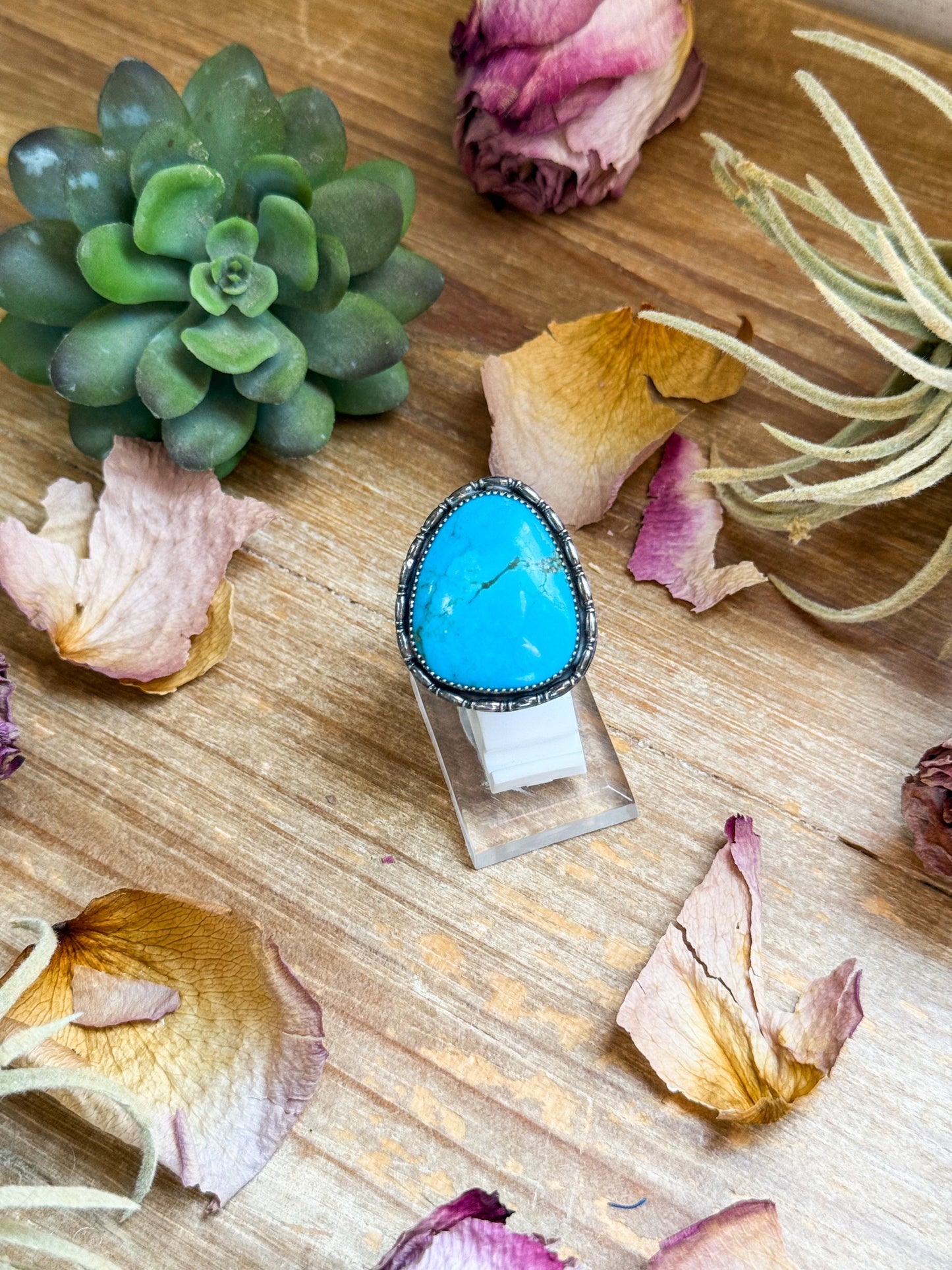 MJ Ring – Sterling Silver Adjustable Free Form Turquoise Ring