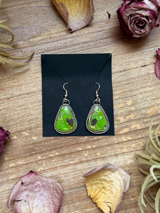 Sterling Silver Sonoran Turquoise Dangle Earrings – Handmade by Artist Jason Ogg