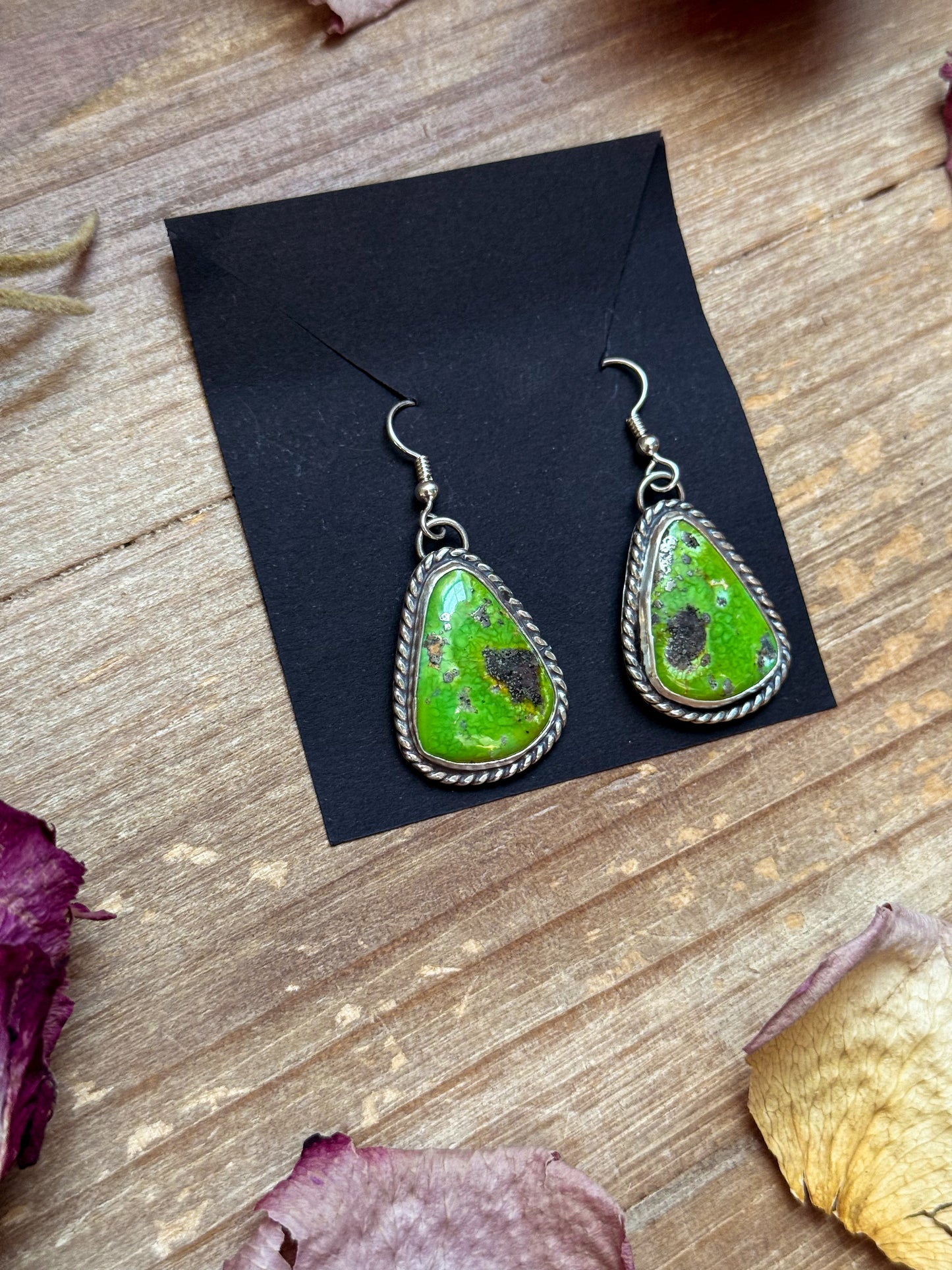 Sterling Silver Sonoran Turquoise Dangle Earrings – Handmade by Artist Jason Ogg