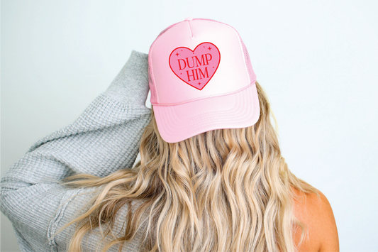 LOVE GINGHAM PRINT DTF Printed Light Pink Trucker Hat