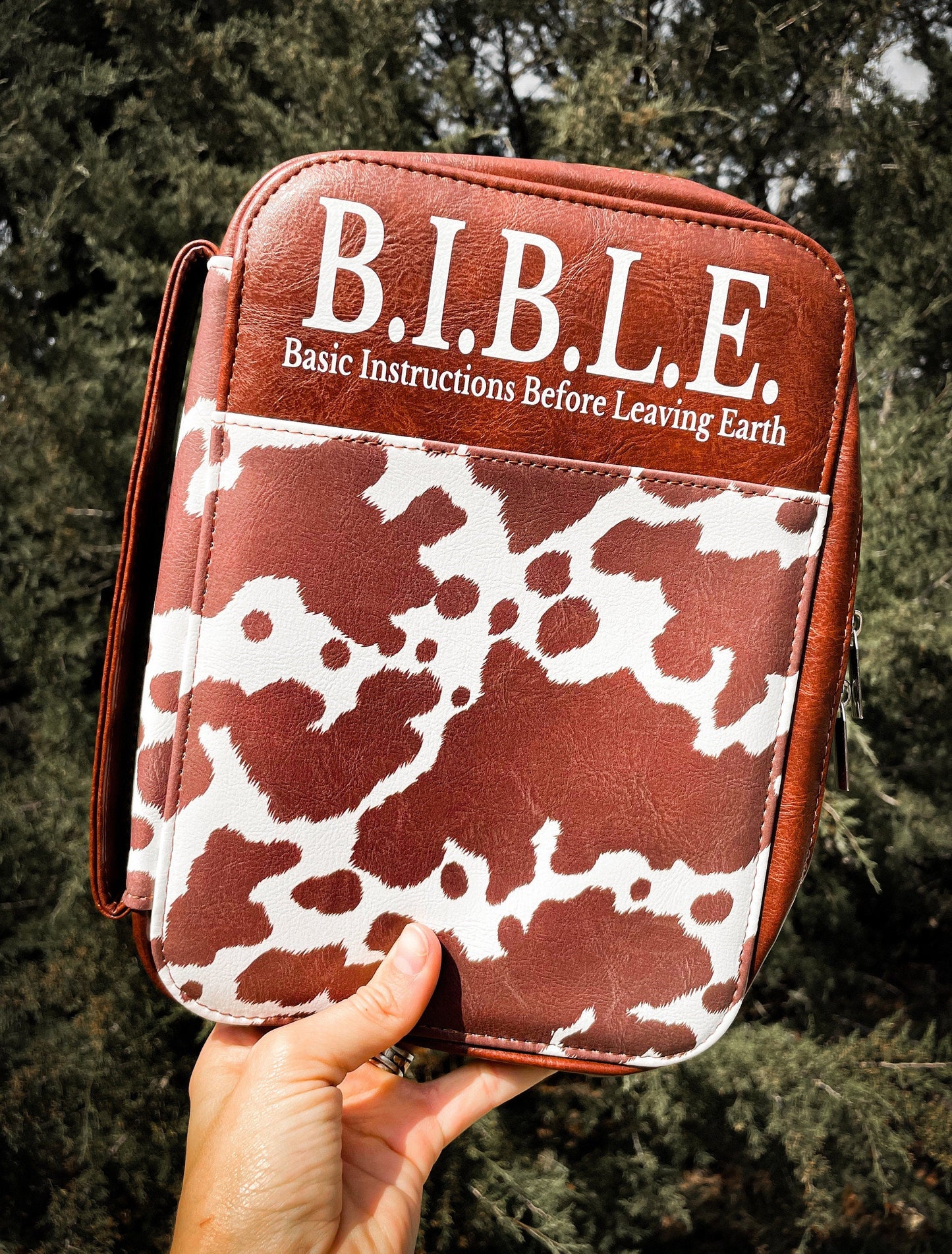 Cow Print Bible Case - Christian Bible Case - Western Bible Cover - Leather Bible Cover - Cow Print Bible Cover - Christian Gift