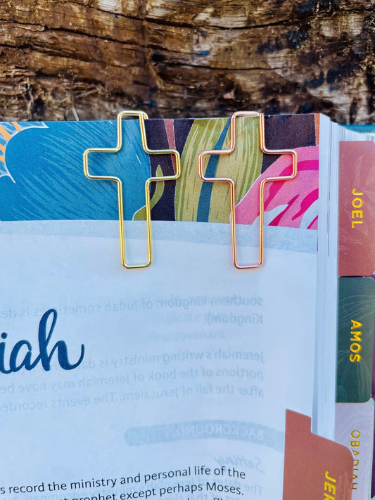 Rose & Gold Cross Bookmarks - Cross Paperclips - Bible Bookmark - Cross Page Marker - Bookmarks - Bible Accessories - Paperclips - Christian Gift