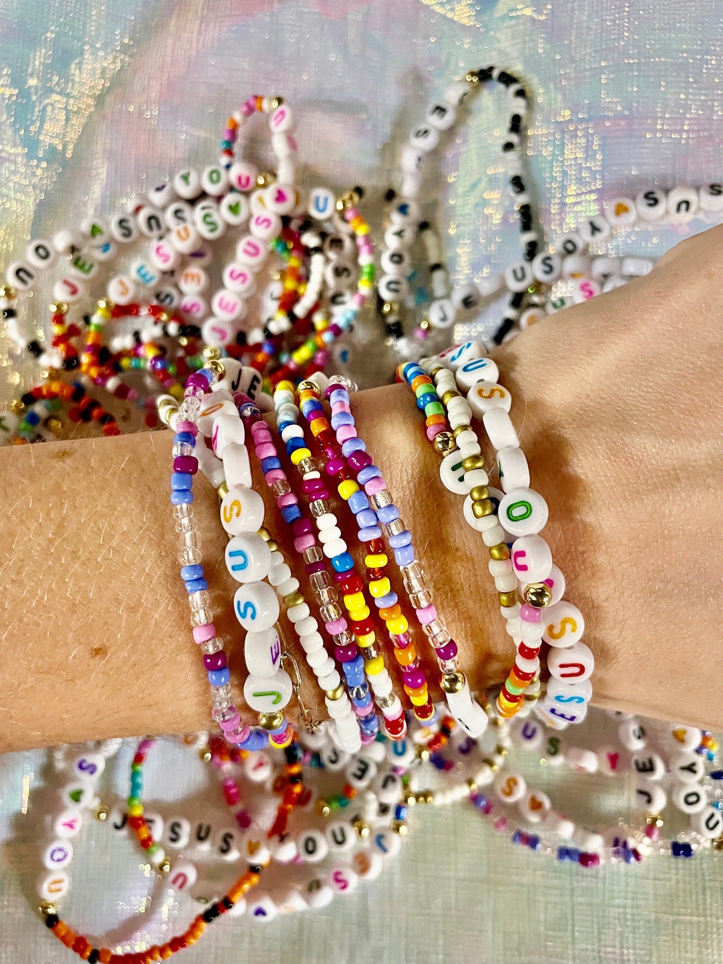 Jesus Beaded Bracelets - Stackable Bulk Friendship Bracelets - Christian Gift