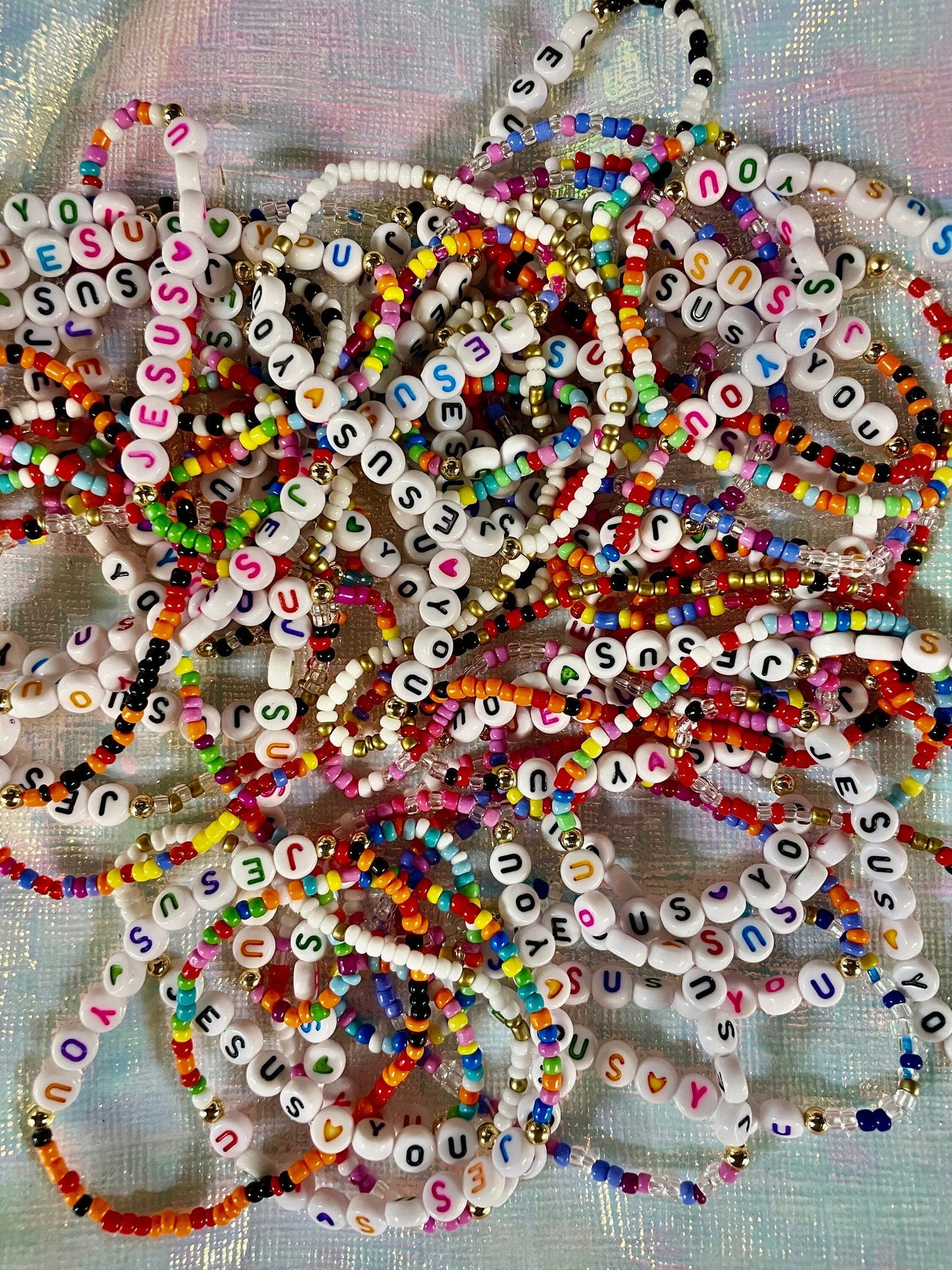 Jesus Beaded Bracelets - Stackable Bulk Friendship Bracelets - Christian Gift