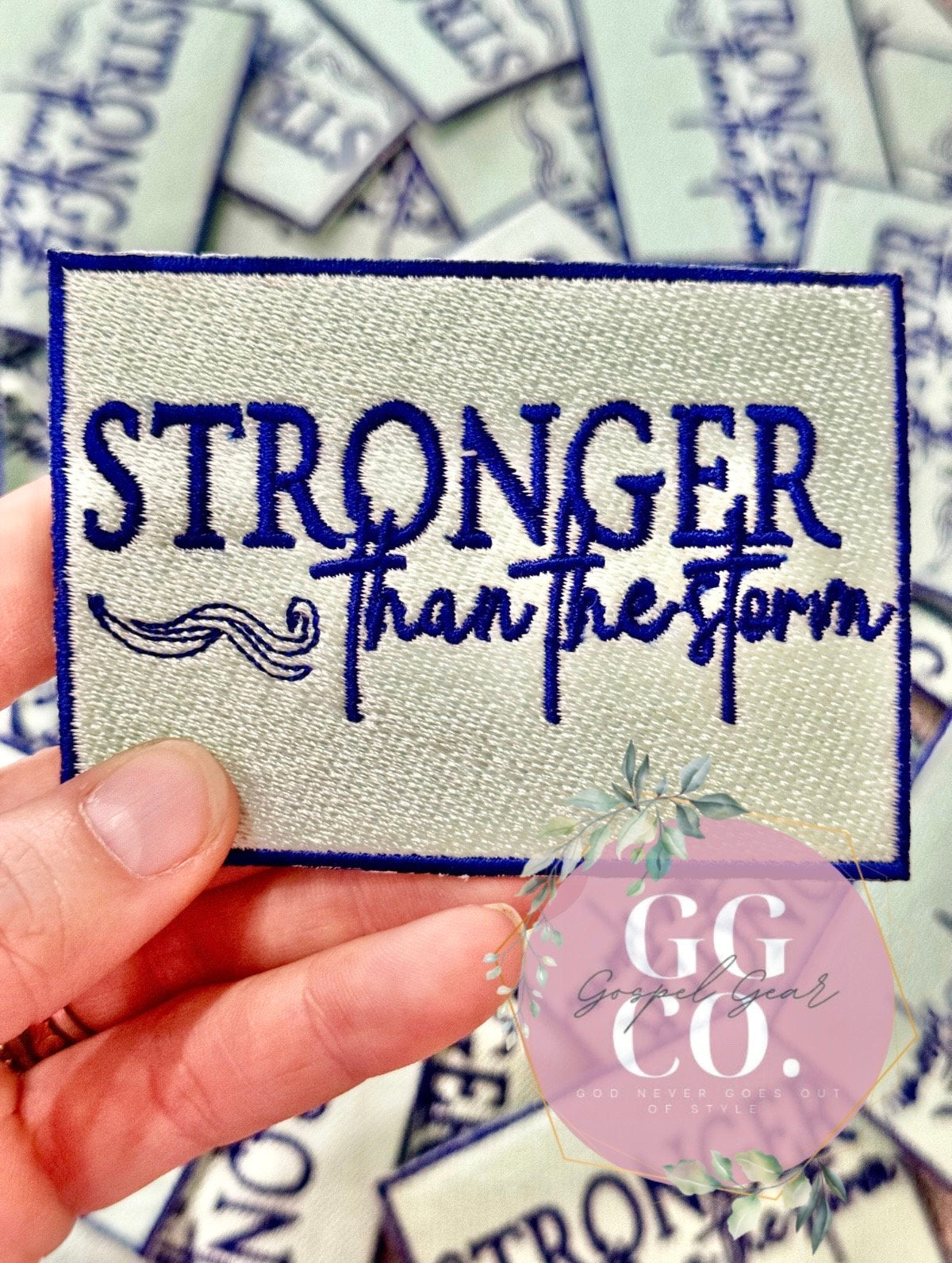 Stronger Than The Storm Patch, Christian Hat Patch, Embroidered Patch, Trucker Hat Patch, Iron On, Trendy Hat Patch, Jesus Patch.
