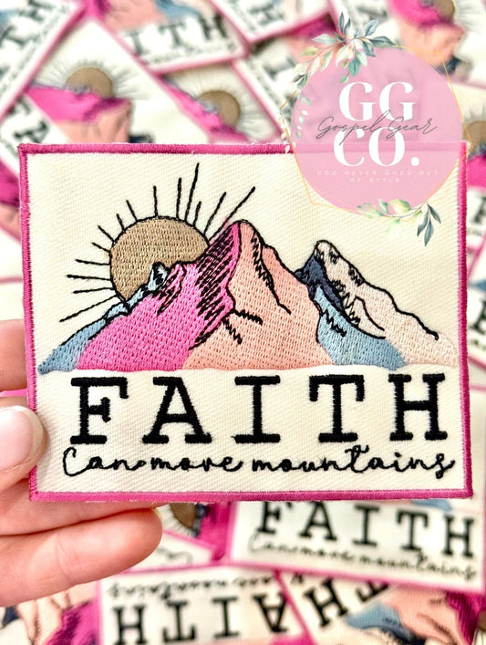 Faith Can Move Mountains Patch, Christian Hat Patch, Embroidered Patch, Trucker Hat Patch, Iron On, Trendy Hat Patch, Jesus Patch.