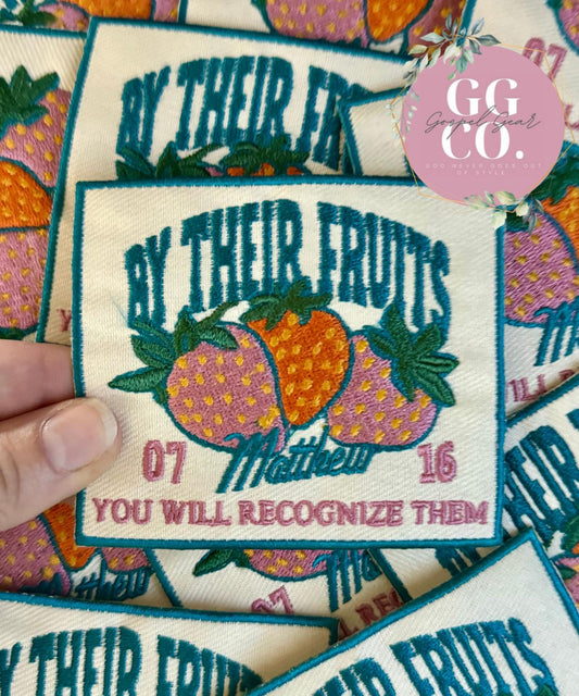 By Their Fruits Patch, Christian Hat Patch, Embroidered Patch, Trucker Hat Patch, Iron On, Trendy Hat Patch, Jesus Patch.
