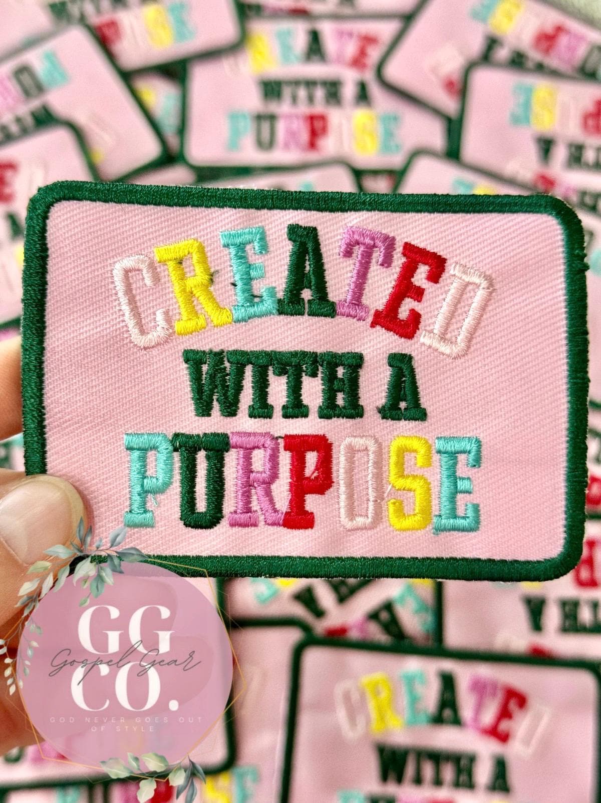 Created With A Purpose Patch, Christian Hat Patch, Embroidered Patch, Trucker Hat Patch, Iron On, Trendy Hat Patch, Jesus Patch, Patches