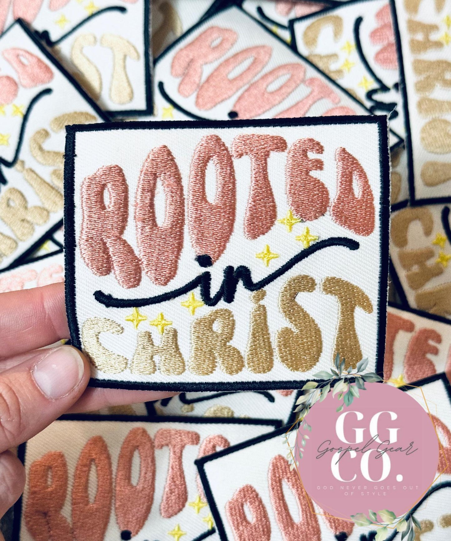 Rooted In Christ Patch, Christian Hat Patch, Embroidered Patch, Trucker Hat Patch, Iron On, Trendy Hat Patch, Jesus Patch, Patch