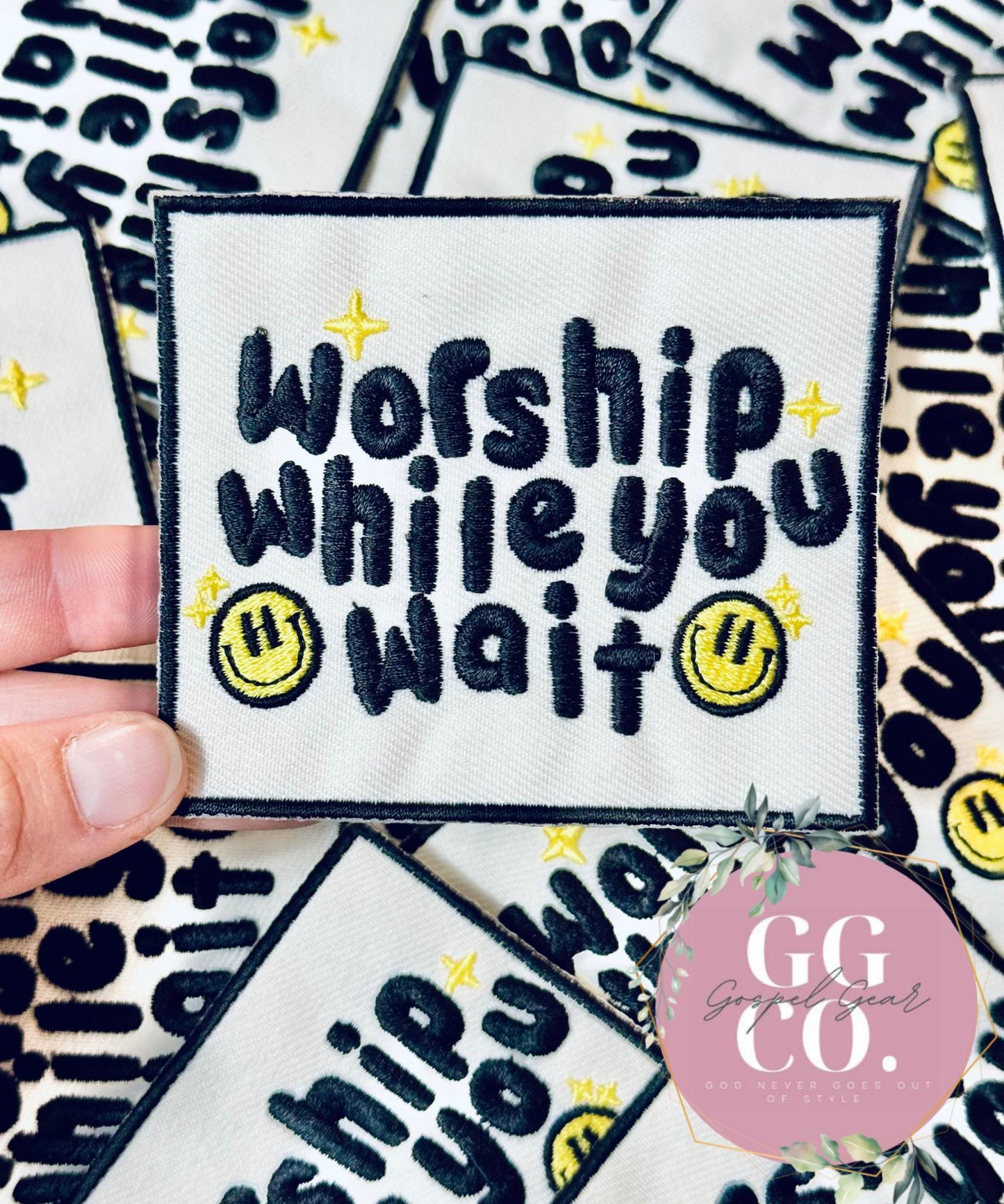 Worship While You Wait Patch, Christian Hat Patch, Embroidered Patch, Trucker Hat Patch, Iron On, Trendy Hat Patch, Jesus Patch, Patch