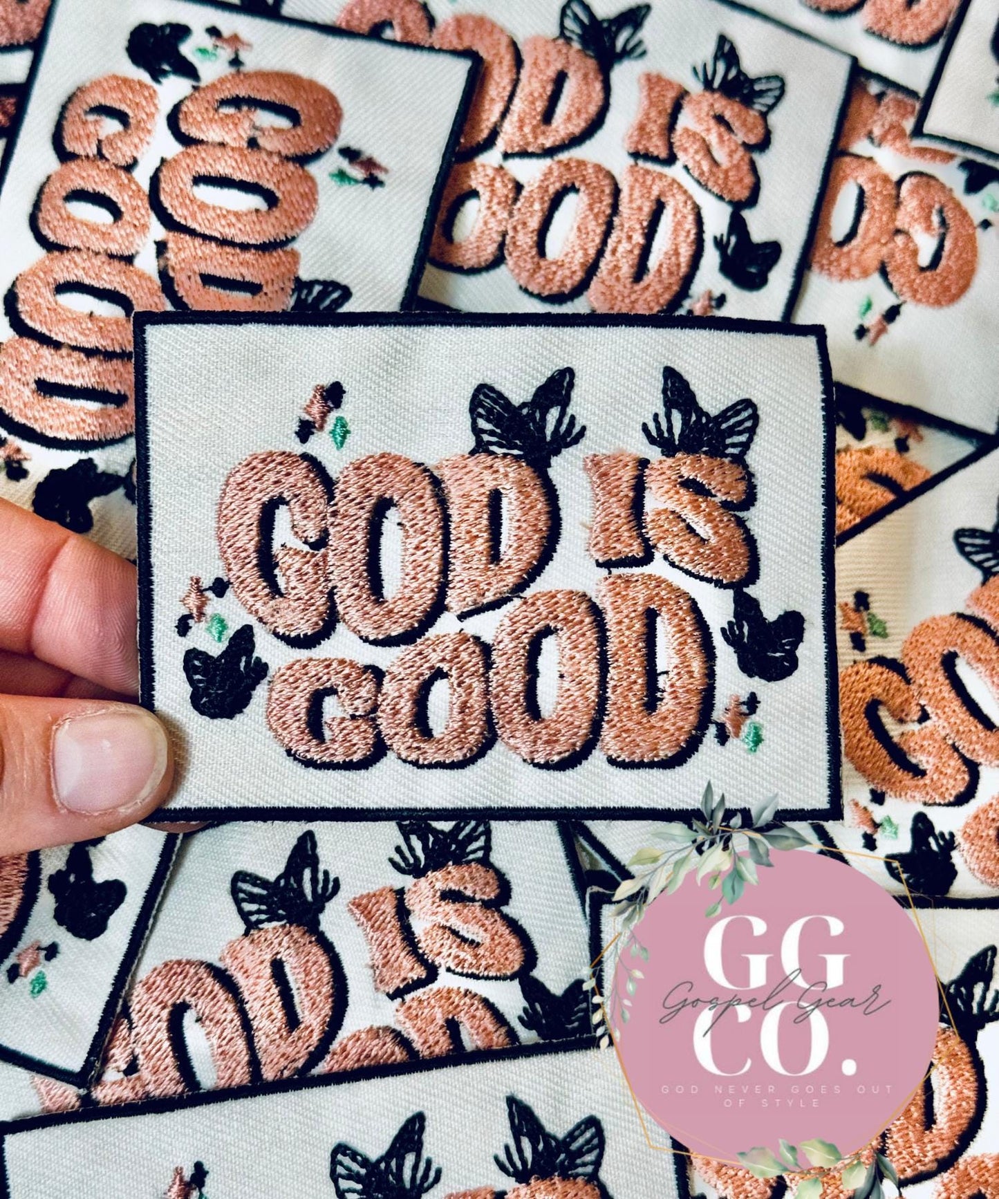 God Is Good Butterfly Patch, Christian Hat Patch, Embroidered Patch, Trucker Hat Patch, Iron On, Trendy Hat Patch, Jesus Patch, Patches