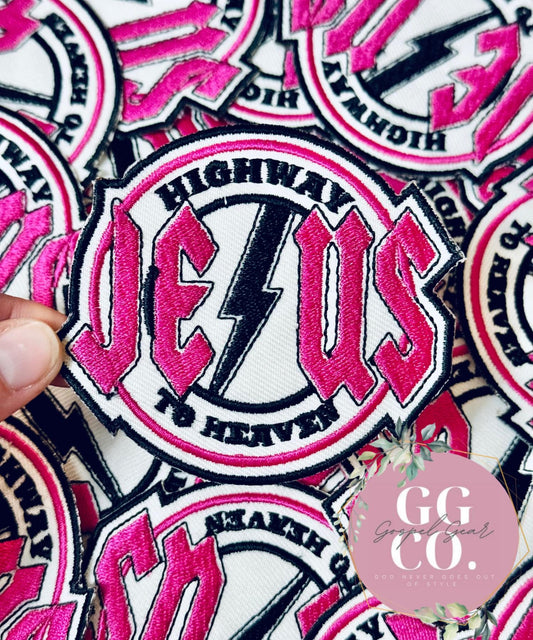 Jesus Highway To Heaven Patch, Christian Hat Patch, Embroidered Patch, Trucker Hat Patch, Iron On, Trendy Hat Patch, Patch